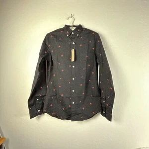 J.Crew Mes Button Down Shirt XS Black Floral Long Sleeve Slim Stretch AP910 New - Picture 1 of 7