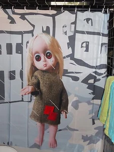 Fan Made Little Miss No Name Doll Shower Curtain Gay Camp 60's Blythe Keane - Picture 1 of 2