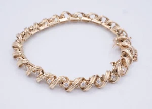 14KT Yellow Gold 1.50cttw Natural Diamond Tennis Bracelet Tunnel of Love 23.7g - Picture 1 of 11