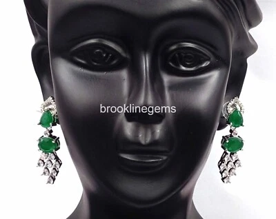 Silver Plated Ethnic AD CZ Earrings Wedding Bridal Fashion Women Jewelry Set  Nk - Imagem 1 de 4