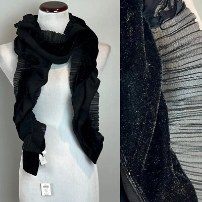 Chico’s Scarf Black Slinky Velvet Oblong NWT Whimsigoth Witchy - Image 1 of 4