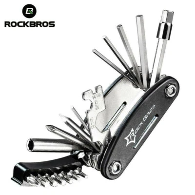 ROCKBROS Bicycle Repair Tool Upgrade Multi Function Fold Black Mini Tool 16 in 1 - Image 1 of 4