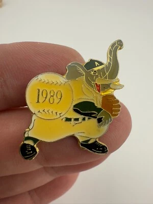 Vintage Oakland Athletics Elephant Mascot Lapel Pin *yellowing* - Image 1 of 4