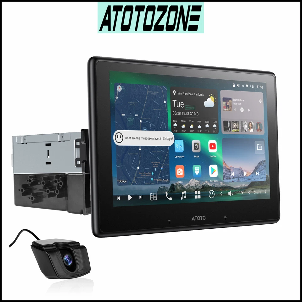 ATOTO X10 AI Autoradio 1 DIN 10 Pollici Wireless Car Play & Android Auto con Cam - Immagine 1 di 4