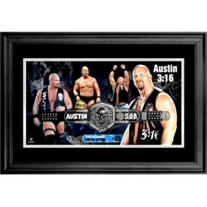 STONE COLD STEVE AUSTIN MINI LEGACY BELT LIMITED EDT /25 SHADOW BOX WITH WWE COA - Picture 1 of 5