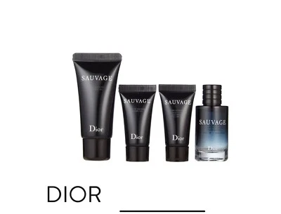 DIOR Sauvage Eau de Toilette Splash mini garrafa e gel de banho 4 peças viagem - Imagem 1 de 3