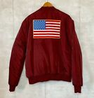 Vintage I5 Apparel Mens Bomber Jacket Red American Flag Full Zipper Size Large