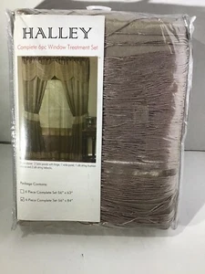 Halley Satin 6-Piece Window Set with Austrian Valance, Taupe, 56x84 Inches - Picture 1 of 2
