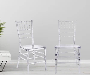 Pair (2) Clear Chiavari Stackable Crystal Event Party Chairs Resin Transparent - Picture 1 of 8