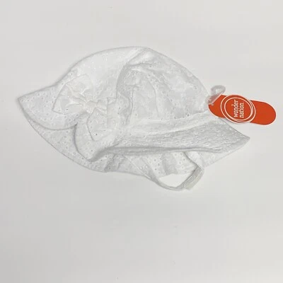 Wonder Nation |Girls Toddler One Size | White Eyelet Strap/Bow Sun Hat NEW NWT - Image 1 of 4