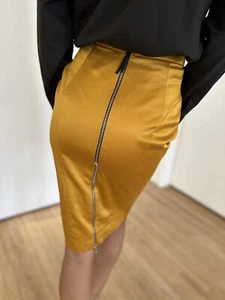 Dolce & Gabbana D&G Pensil Skirt 40 Mustard Gold Color Silk - Picture 1 of 11