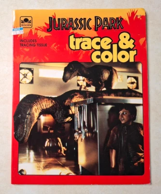 Vintage Jurassic Park Trace and Color Coloring Book 1990s 1993 UNUSED Golden - Image 1 of 4