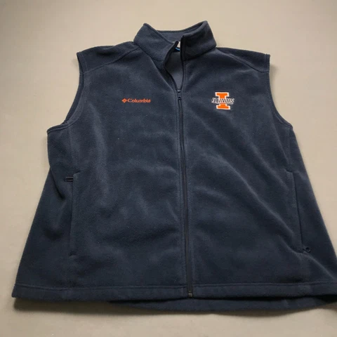 Illinois Fighting Illini Jacket Mens XL Blue Columbia Fleece Full Zip Logo NCAA Cover