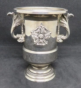 Silver plate electroplate vintage Art Deco antique Tudor Rose urn vase - Picture 1 of 12
