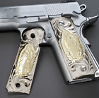 Lady Of Guadalupe 1911 Grips Nickel Pistol Grips Full Size 45 Commander Ambi Cut