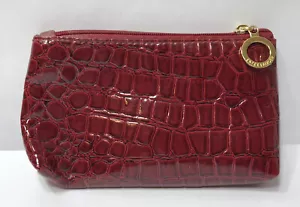 Borsa trucco Estee Lauder rossa piccola materiale lucido portamonete cerniera - Foto 1 di 5