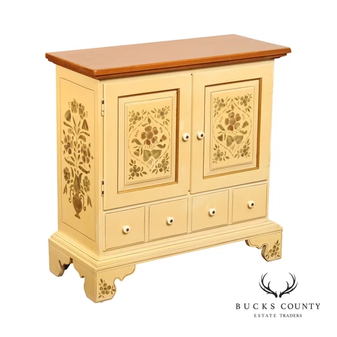 Ethan Allen American Traditional Stencil Decorated Console Cabinet Cover