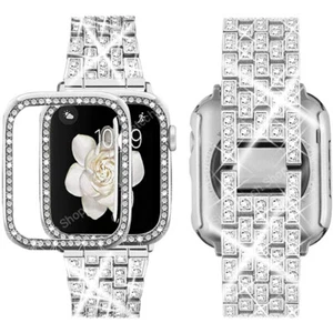 Women Diamond Jewelry Metal Strap For Apple Watch Band 38/40/41/42/44/45mm - Photo 1/14