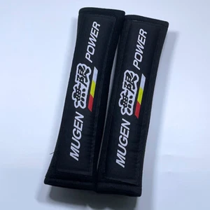 2X Car Seat Belt Cover Shoulder Pads MUGEN Power JDM Black For Honda Accessories - Picture 1 of 5