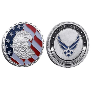 Moneta sfida da collezione USAF Militare US Air Force veterano placcata in argento - Foto 1 di 7