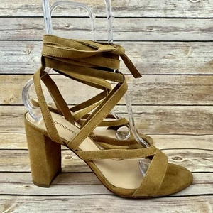 Antonio Melani Womens Giula Brown Suede Strappy Ankle Wrap Block Heel Shoes 8.5 - Picture 1 of 8