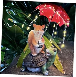 Solar Garden Decorations Outdoor Statues - Turtle Squirrel Statue Ornaments,  - Picture 1 of 7