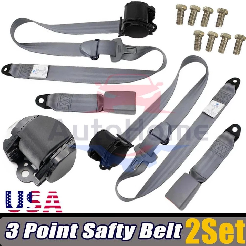 Cinturón de seguridad ajustable universal retráctil 2 piezas 3 puntos Foto 1 de 4