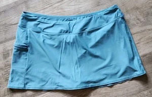 SUNSETS Turquoise Blue Oasis Sz 14 Beach Pool Swim Skirt Skort Zipped Pocket - Picture 1 of 6