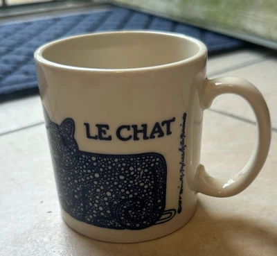 Taylor & Ng Le Chat Blue Cat Mug with Mouse and Yarn Ball Vintage 1978 - Image 1 of 4