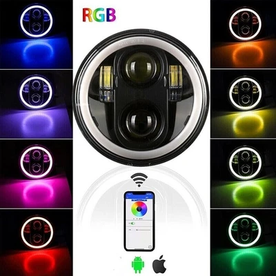 Faros LED RGB multicolor ojos de ángel 5,75" 5-3/4" para Harley Dyna Foto 1 de 4