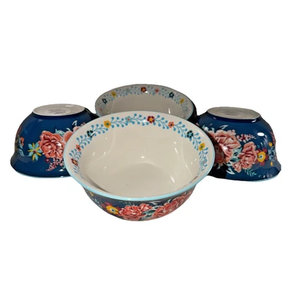 New The Pioneer Woman Keepsake Floral Stoneware Soup/Salad Bowls Stoneware (4) - Image 1 of 4