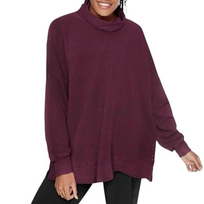 Sudadera túnica de felpa francesa drapeada de gran tamaño borgoña cuello alto rosa M Foto 1 de 4