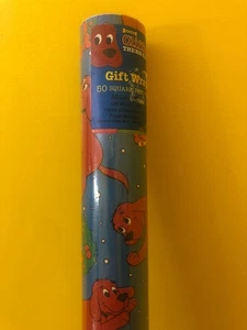 Scholastic Clifford the Big Red Dog 2002 rollo de envoltura de regalo de Navidad 50 pies cuadrados nuevo en stock - Imagen 1 de 7