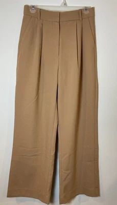 NWT Abercrombie & Fitch Wide Leg Pleated Trousers Tan Brown Size 28 6 New - Image 1 of 4