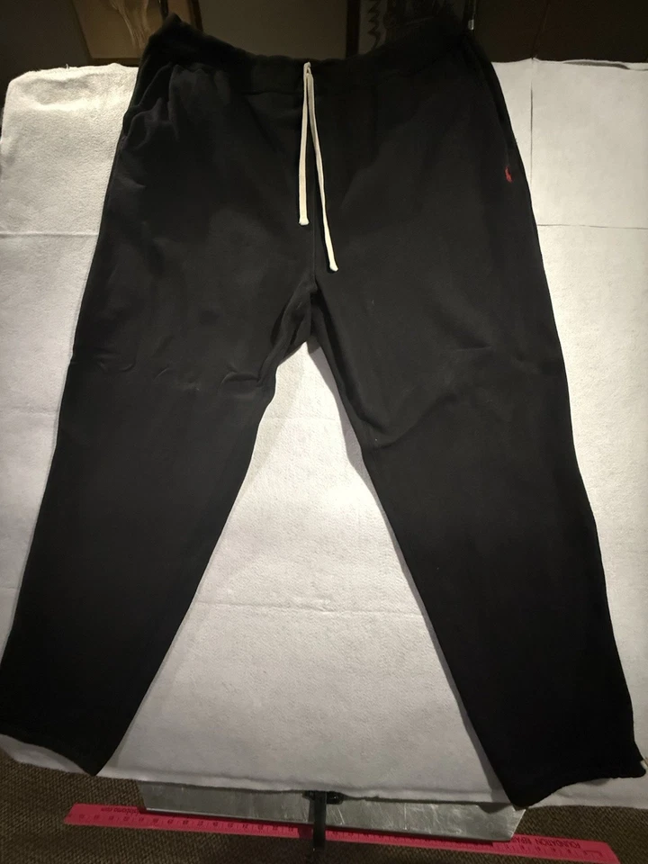 Pantalones deportivos Polo Ralph Lauren para hombre 4XLT TALL negros con cordón cónico Foto 1 de 4