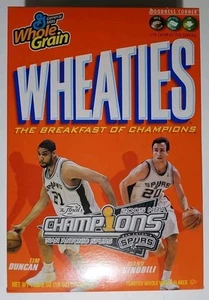 S.A. Spurs 2005 NBA Champions Duncan/Ginobili Wheaties Cereal Rarer 18 Oz Full  - Picture 1 of 6