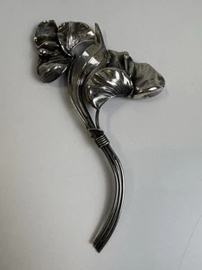 "Broche artesanal vintage de plata de ley de 4""x2,5"" Art Nouveau" - Imagen 1 de 7