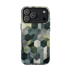 Geometric Hexagon Pattern Tough Phone Case, Protective iPhone Cover, Durable - Picture 1 of 187