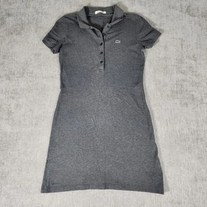 Lacoste Womens Grey Polo Shirt Dress Size 38 (10) Gator Logo Preppy Tennis - Picture 1 of 11