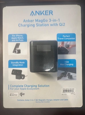 Anker MagSafe MagGo 3-in-1 Charging Station w/  Qi2 Charger -NIB -  NEW!!! - Image 1 of 4
