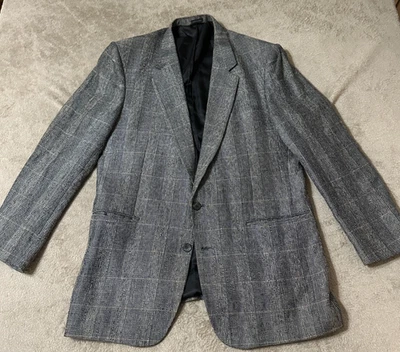 Bachrach Men's Sport Coat Blazer Two Button Black Multi Plaid 100% Silk Size 43L - Image 1 of 4