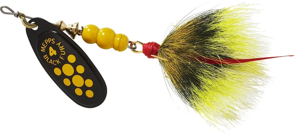 Mepps BLACK FURY #4 Vestido Punto Amarillo/Gris Cola Amarilla Foto 1 de 1