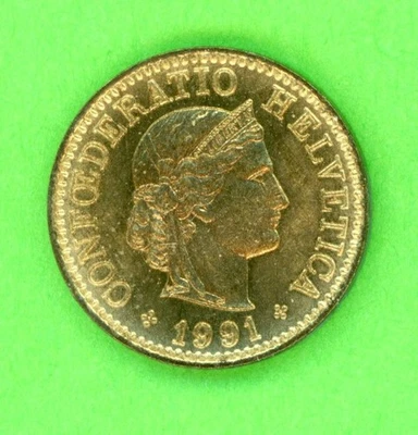 ШВЕЙЦАРИЯ 5 RAPPEN 1991 КМ # 26c AU. - Изображение 1 из 2