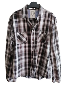 Diesel Karo Flanell Hemd Herren XL Schwarz Baumwolle Langarm Button Down Grau - Bild 1 von 14
