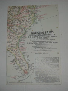 Vtg NATIONAL PARKS MONUMENTS AND SHRINES MAP National Geographic May 1958 9x6" - Picture 1 of 6