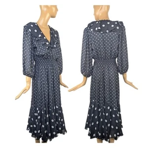 Vintage 80's Polka dot print dress | Susan Tudor A-line flutter dress - Picture 1 of 9