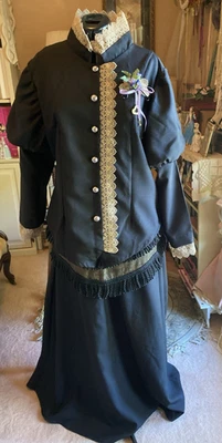 Traje Negro Estilo Victoriano Reciclado 3 Piezas Disfraz M/L Teatro Recreación Juegos con disfraces Foto 1 de 4