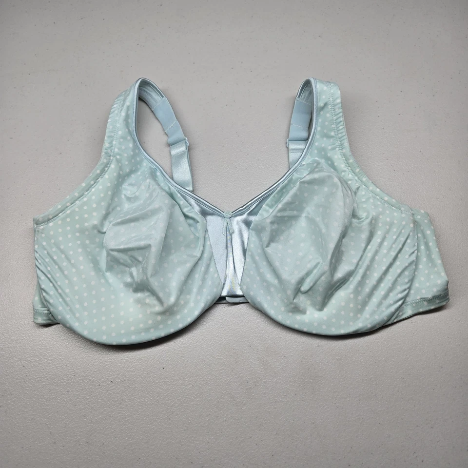 Olga Women Bra 44DD Blue Polka Dot Minimizer Underwired Strap Adjustable - Image 1 of 4