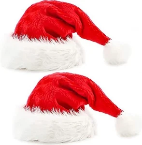 2pcs Plush Christmas Hat Adults Kids Christmas Decorations For Home Xmas Santa - Picture 1 of 3