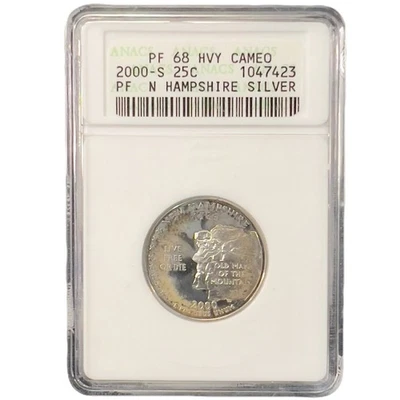 2000-S New Hampshire State Quarter Silver Proof ANACS “Soapbox” PF68 Heavy Cameo - Image 1 of 2